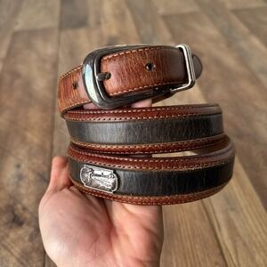 Vintage Brighton Golf Leather Belt Silver Buckle‎ Mens Size 40 Brown Black